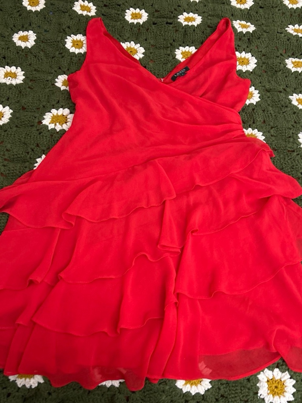Ralph Lauren Red Ruffled Wrap Mini Dress